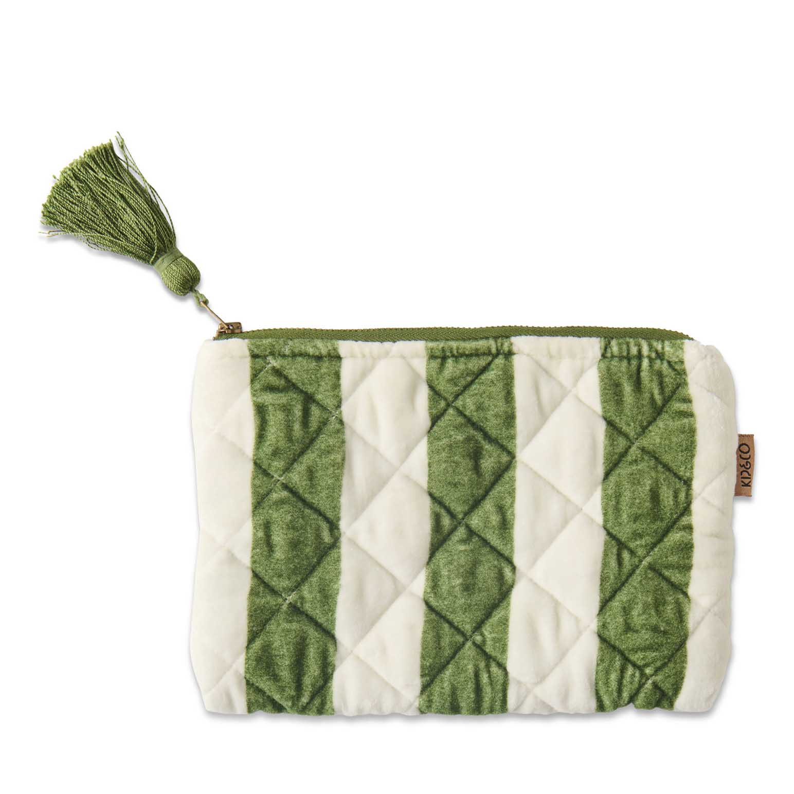 Kip&Co Moss Stripe Velvet Cosmetics Purse